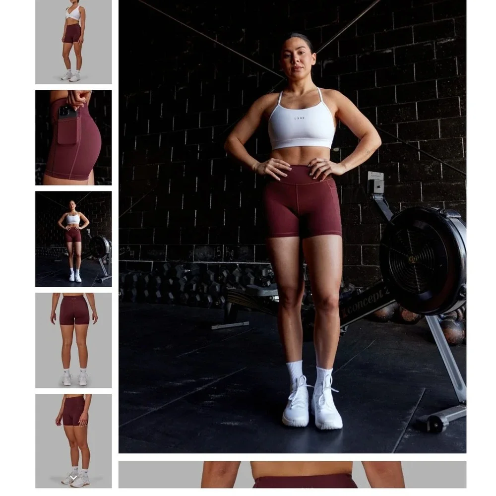 LSKD Elite X-Shorts Dark Cherry 4in High Waisted Shorts XS WTGH00415 NWT NEW